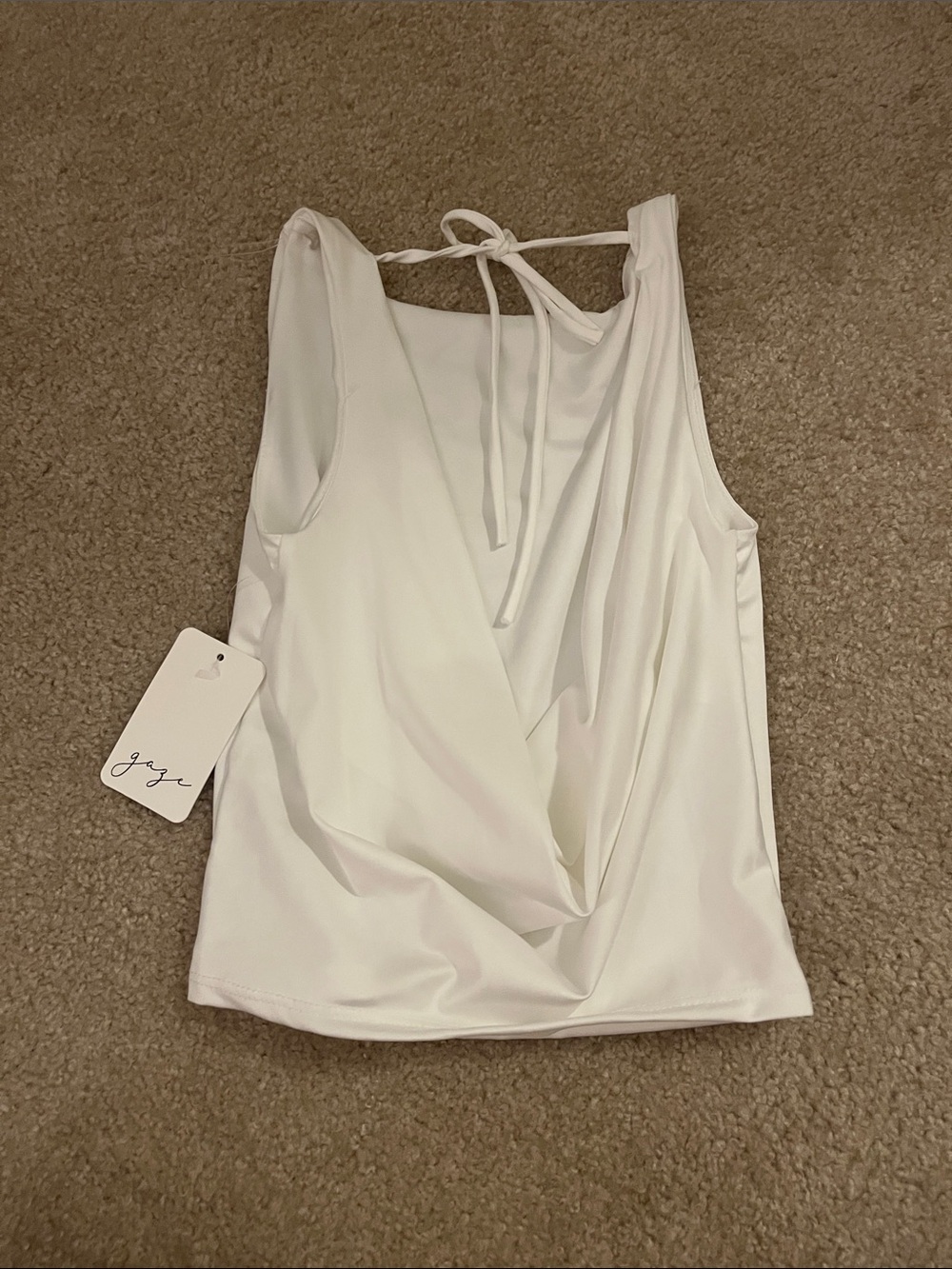 gaze White Draped Tie-Back Sleeveless Camisole